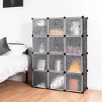 Armoire de rangement portable DIY 12 cubes avec portes pour vêtements