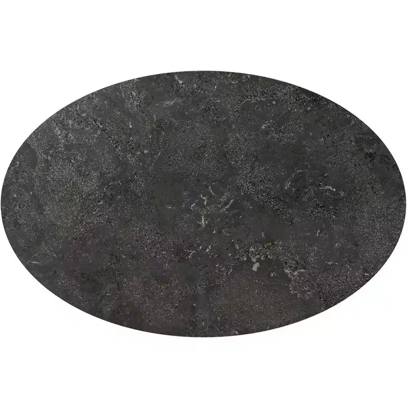 Table d'appoint ovale rustique en fer doré vieilli, 45,7 x 30,5 cm, plateau en marbre bleu poli, pour salon, chambre, chevet