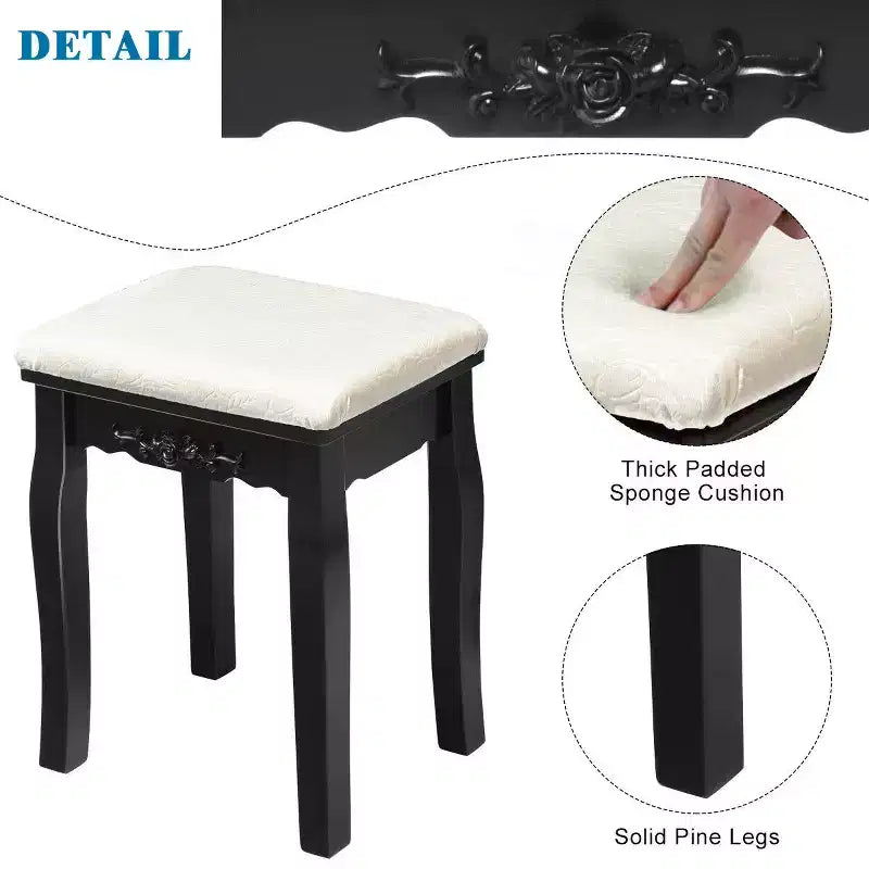 Coiffeuse avec boîte de rangement amovible et 10 ampoules dimmables à interrupteur tactile
