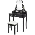 Coiffeuse avec boîte de rangement amovible et 10 ampoules dimmables à interrupteur tactile