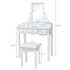 Coiffeuse avec boîte de rangement amovible et 10 ampoules dimmables à interrupteur tactile