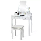 Coiffeuse avec boîte de rangement amovible et 10 ampoules dimmables à interrupteur tactile