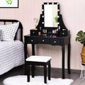 Costway Vanity Dressing Table Set w/Removable Box &10 Dimmable Bulbs Touch Switch