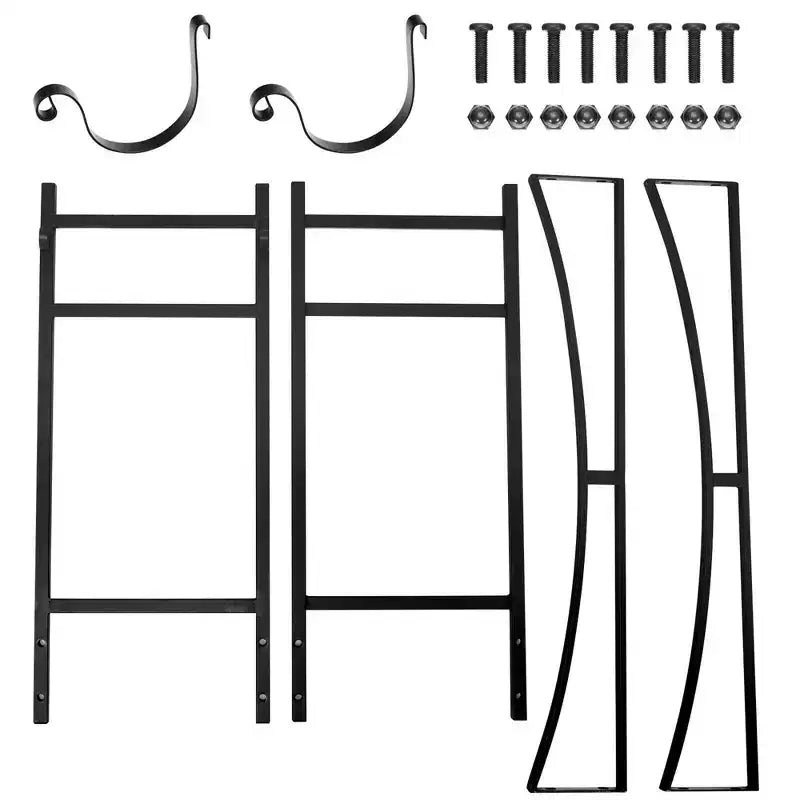 Range-bûches 33'' avec support à petit bois amovible en acier pour cheminée